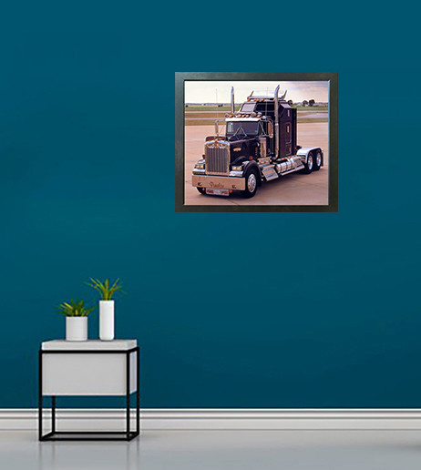 Black Kenworth Panelite Big Rig Truck Wall Espresso Framed Picture