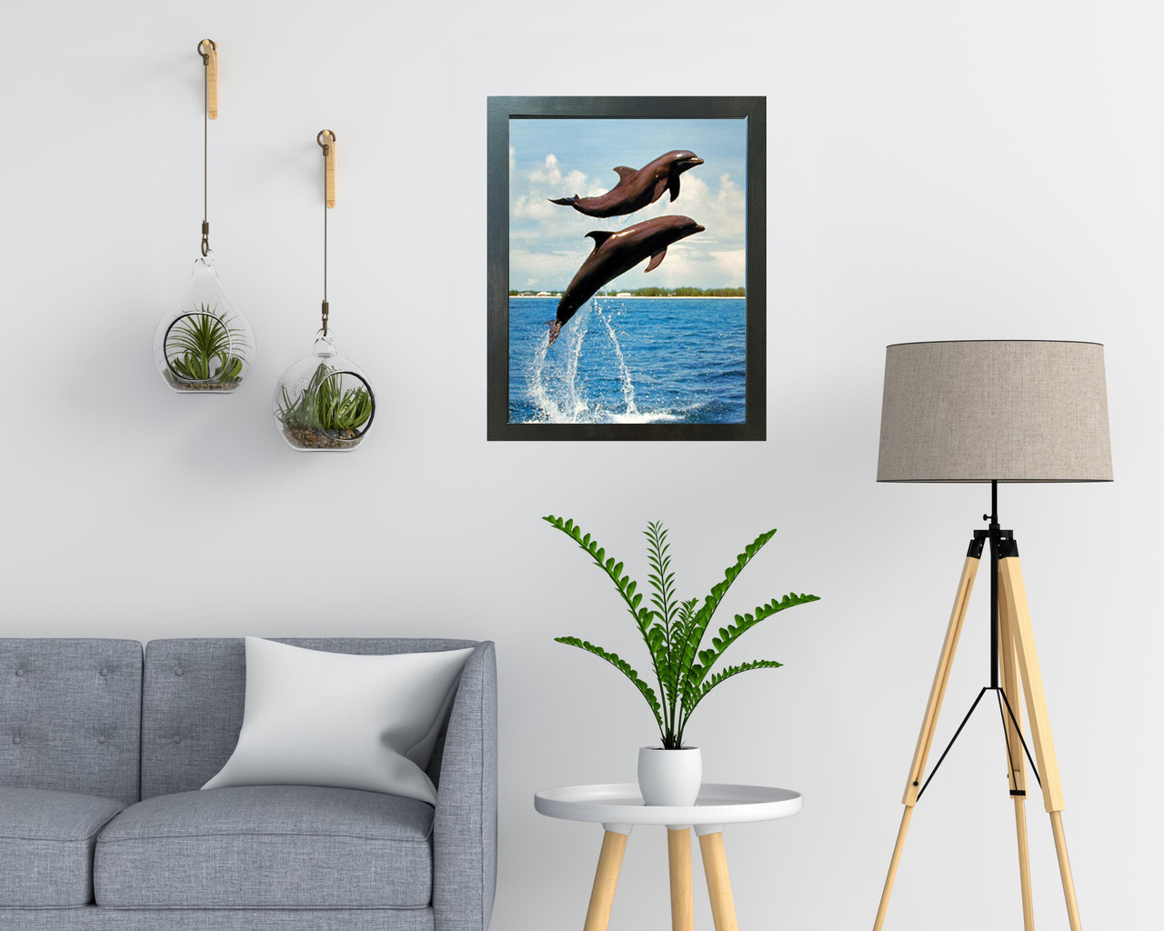 Bottlenose Dolphins Jumping Into the Ocean Sea Animal Wall Decor