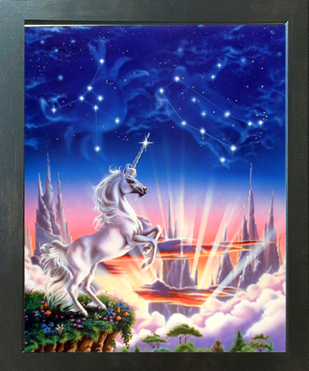 Large Framed Print Mythological Purple Unicorn Picture Poster Animal Horse 