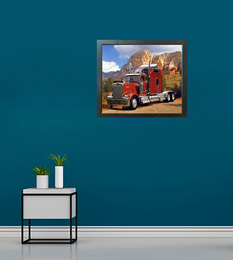 Maroon Kenworth Truck Transportation Wall Decor Espresso Framed