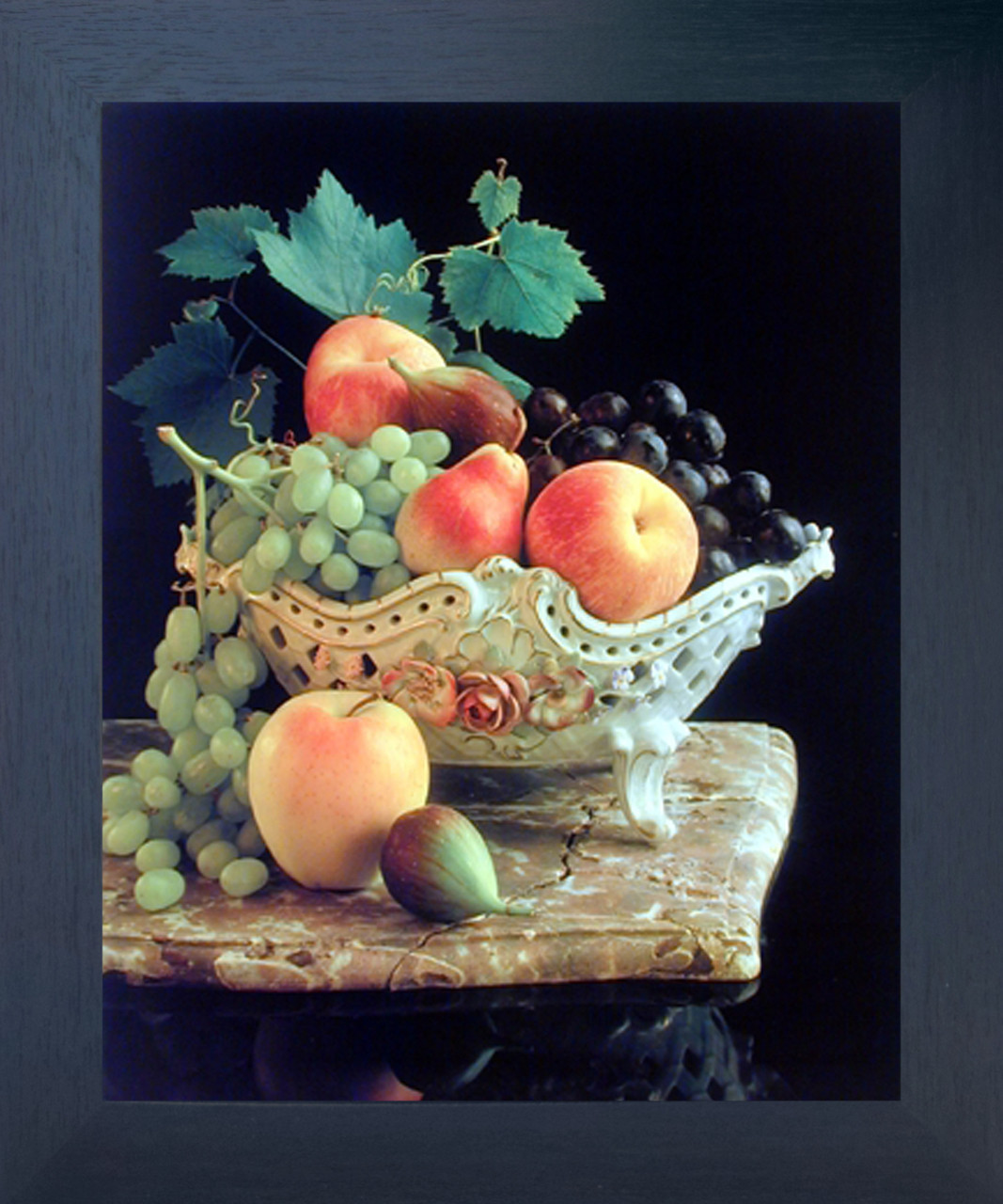 Fruit Grapes Apple In Bowl Still Life Kitchen Wall Decor