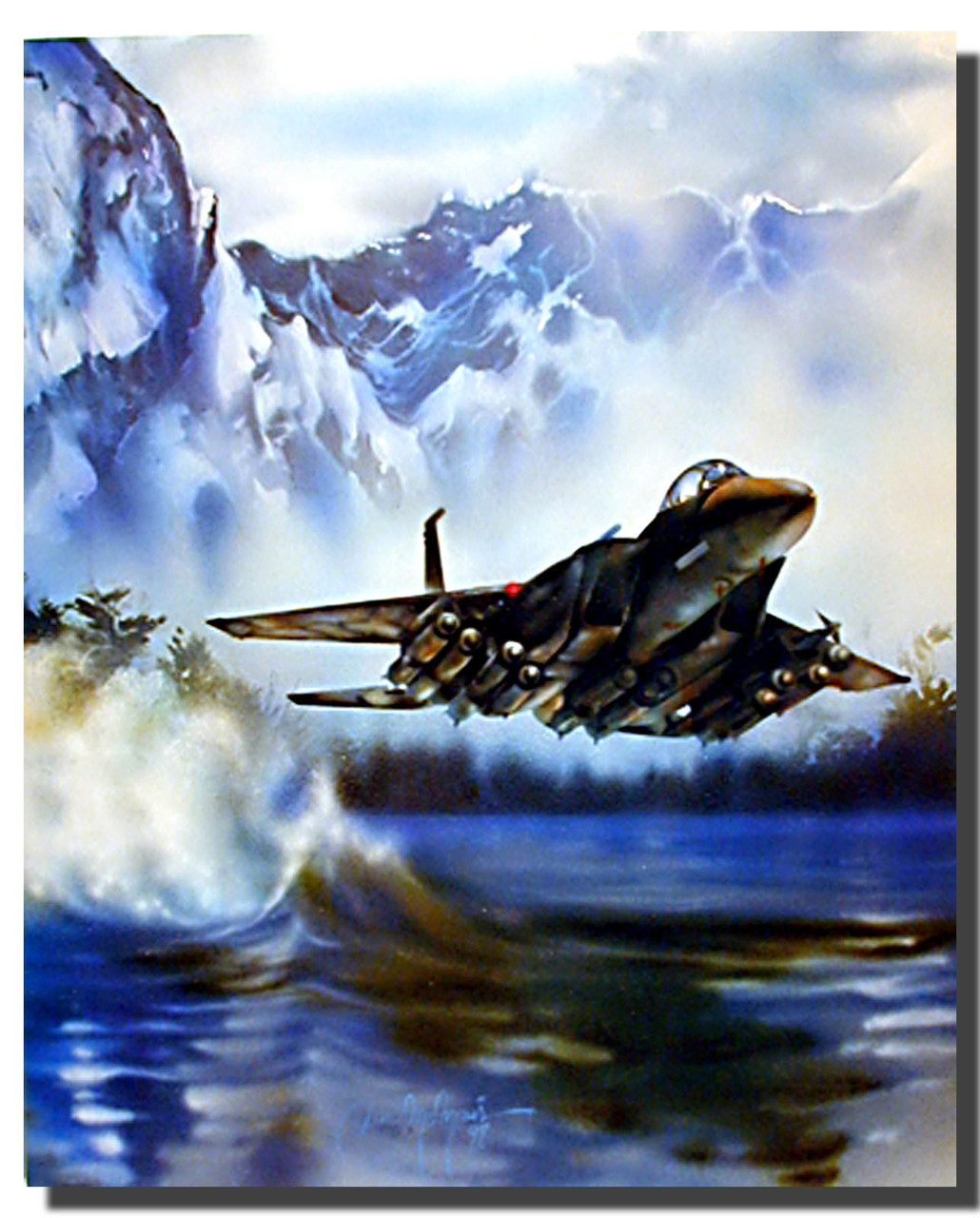 【F15号】分光 油画 原画 oil paintings F-15 Over Water Poster | Airplane Posters | Aviation Posters