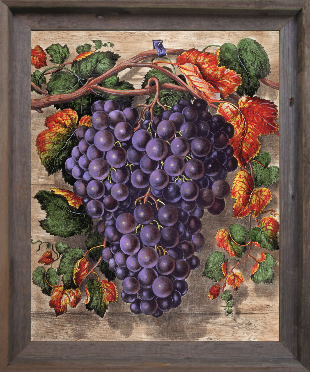 Black Grape Still Life Fruit Kitchen Wall Decor Barnwood Framed Art Print Poster 19x23 Impact Posters Gallery