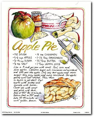 Homemade Apple Pie Recipe Kitchen Wall Decor Art Print Poster ...
