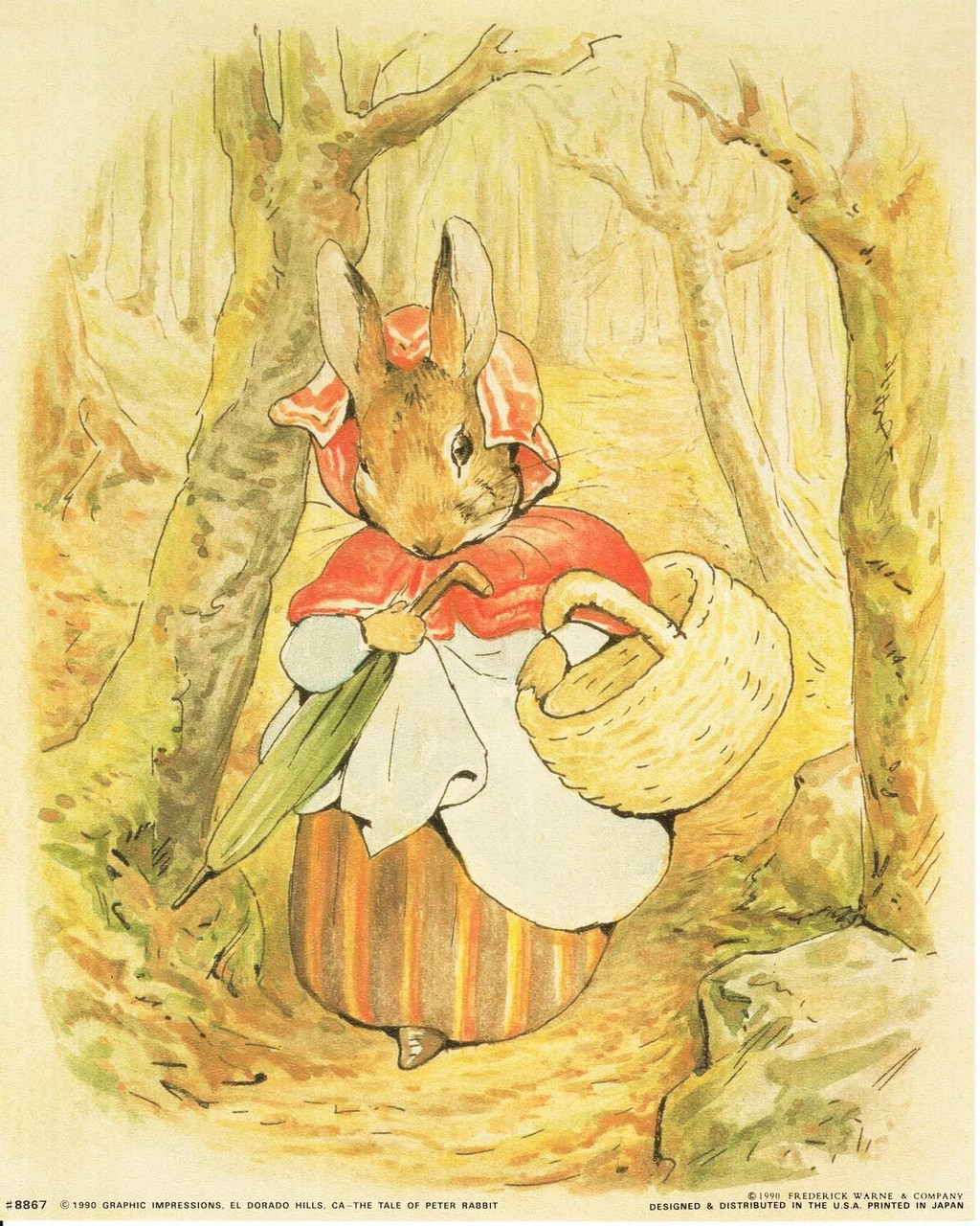 Beatrix Potter Art Print The Tale of Benjamin Bunny 8 x 10 Nursery Wall  Decor