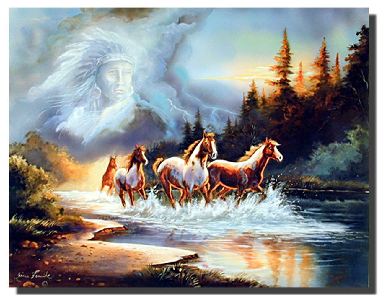 Horses and Chief Poster | Native American Posters