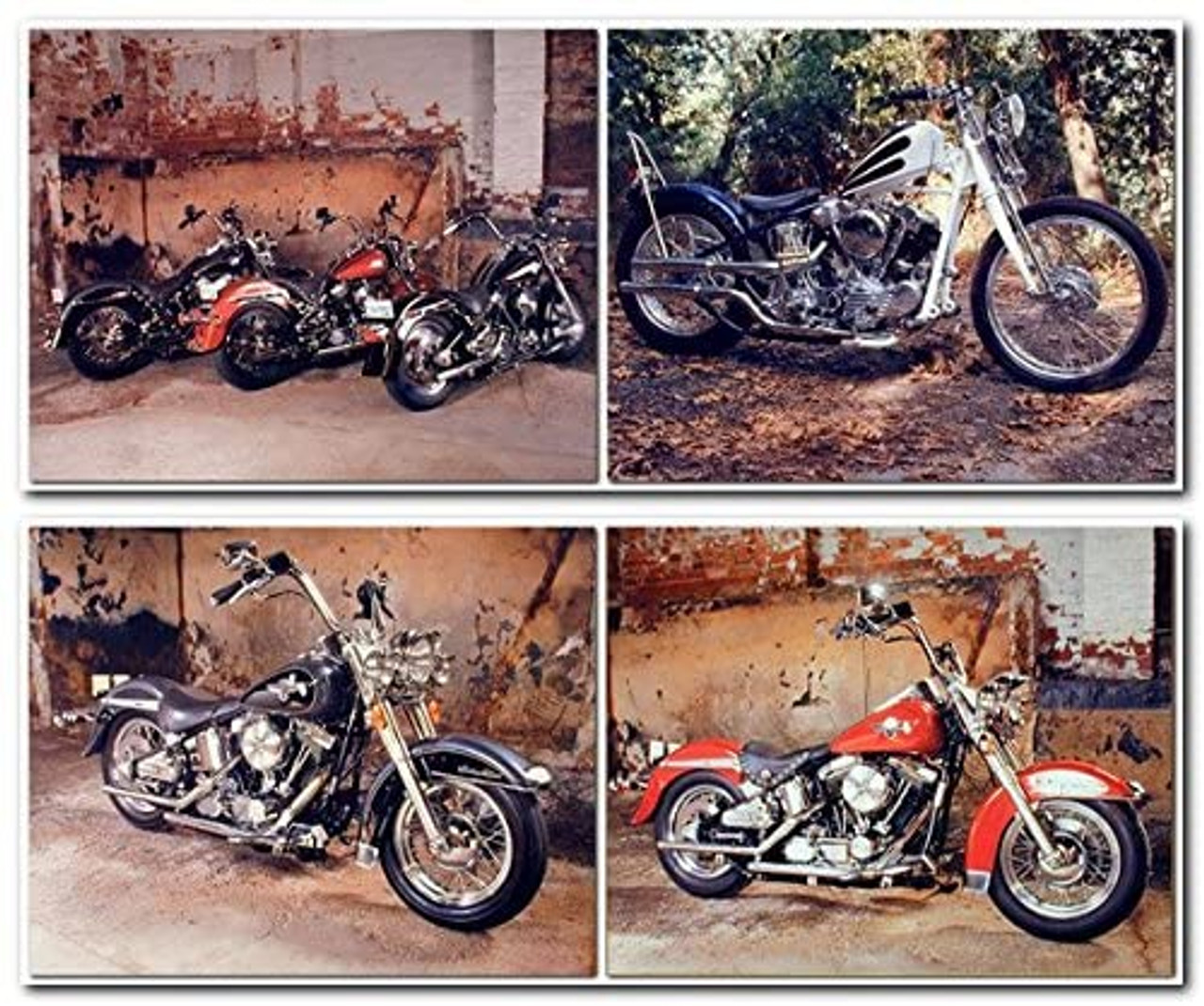 Three Old Red Harley Davidson B Lovell, Knucklehead Custom Four ...