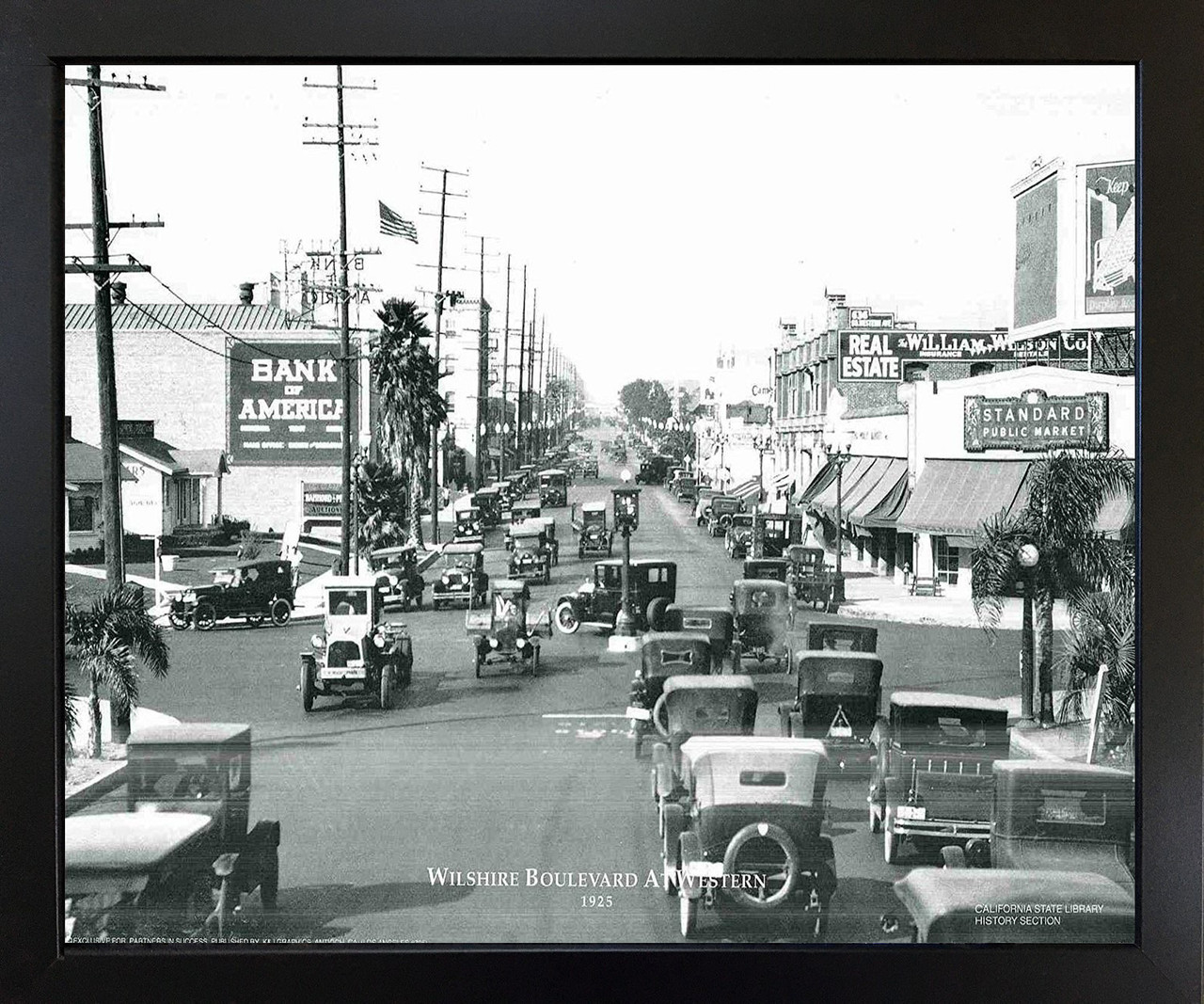 Los Angeles Wilshire Boulevard at Western 1925 Vintage Motor Cars Black ...