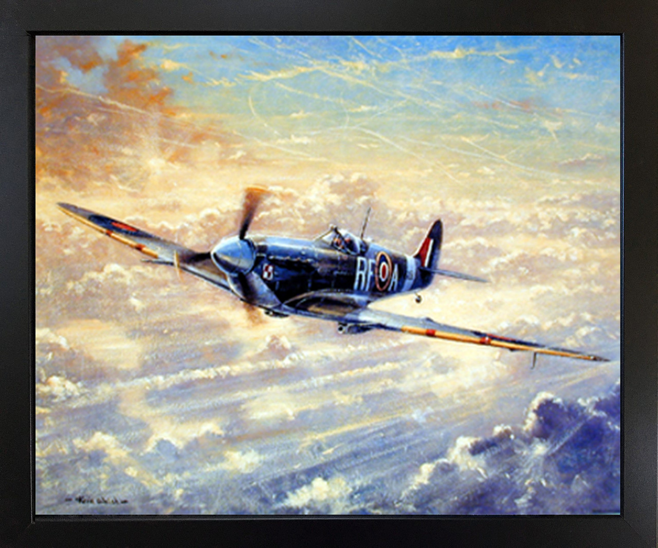 Aviation Framed Poster - Spitfire Airplane Painting Military