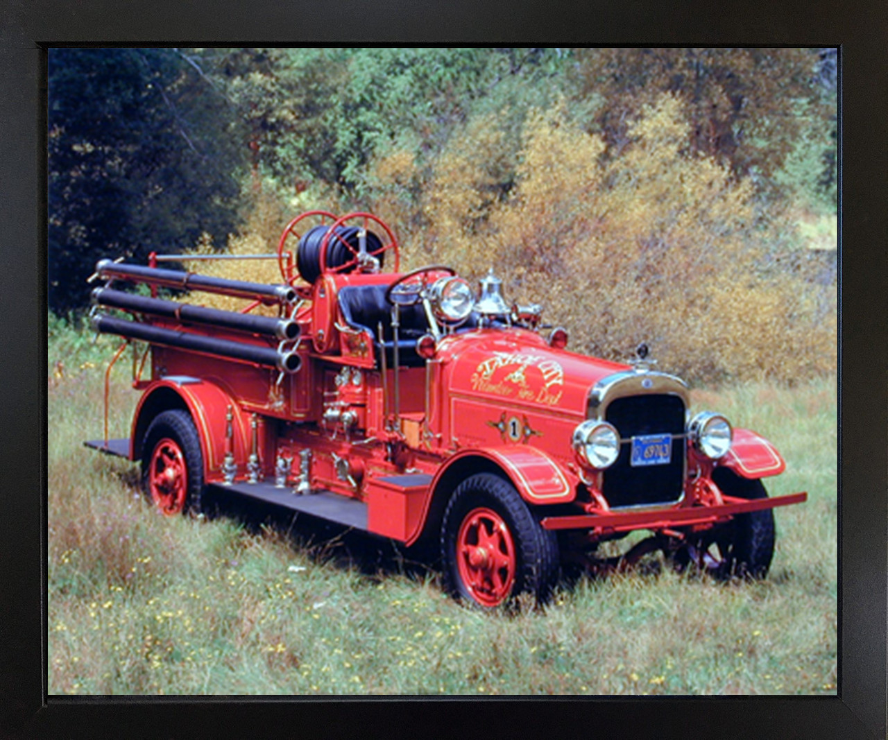 1922 Seagraves Vintage Fire Truck Engine Wall Black Framed Picture Art  Print(18x22) - Impact Posters Gallery