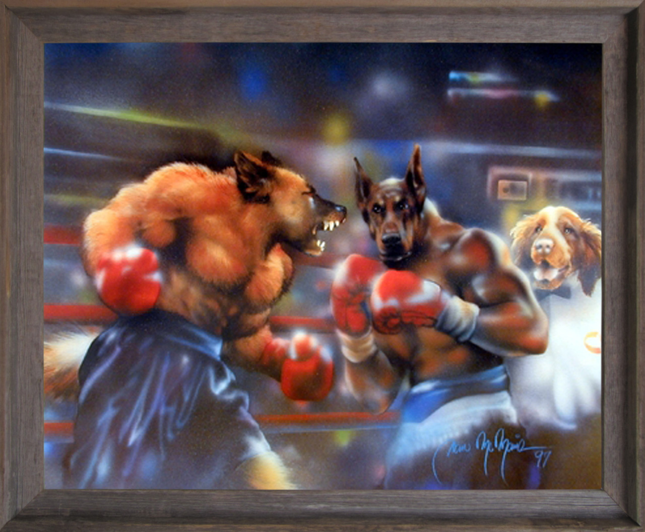 Impact Posters Gallery Framed Wall Decor Dogs Boxing Funny Animal