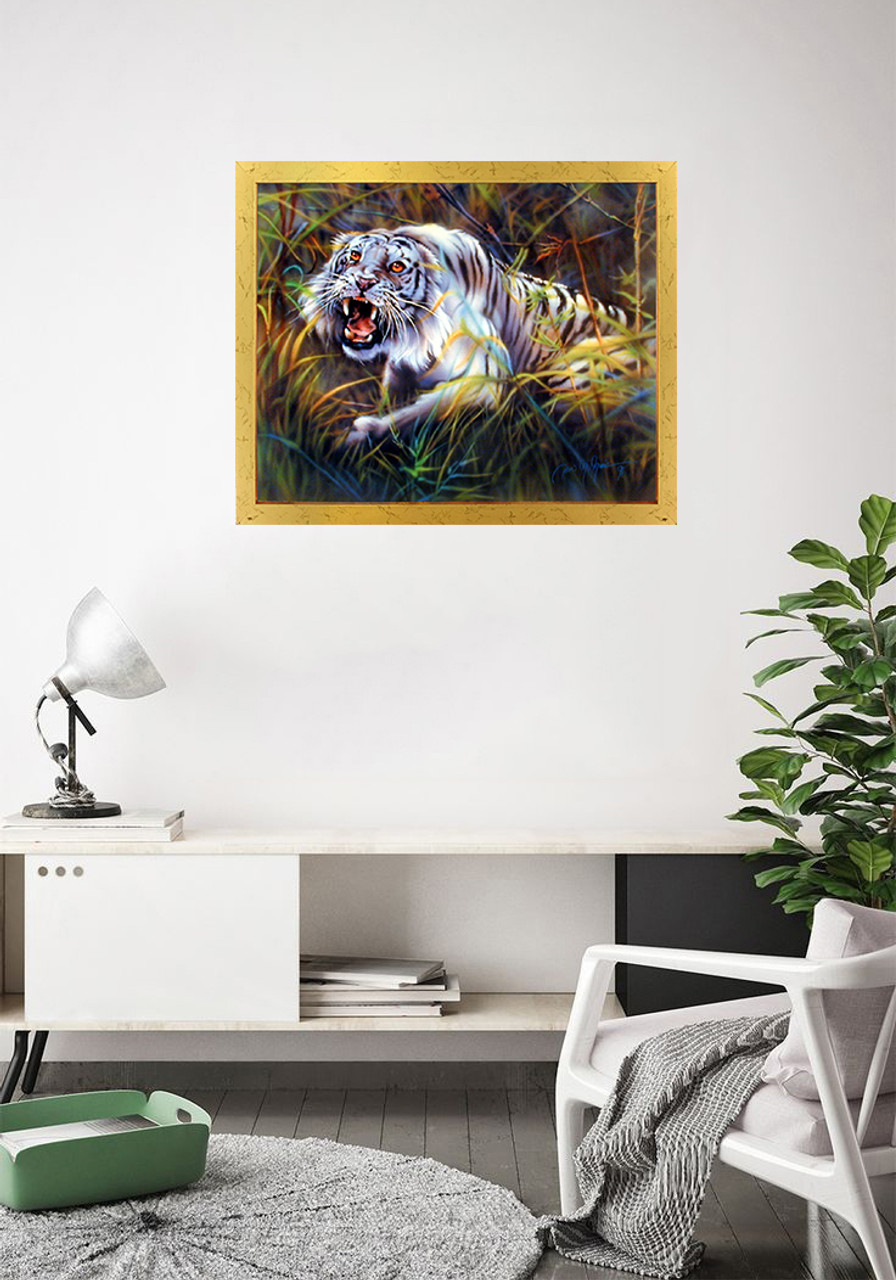 Framed Wall Decor White Tiger Dan McManis Wildlife Animal Art Print ...