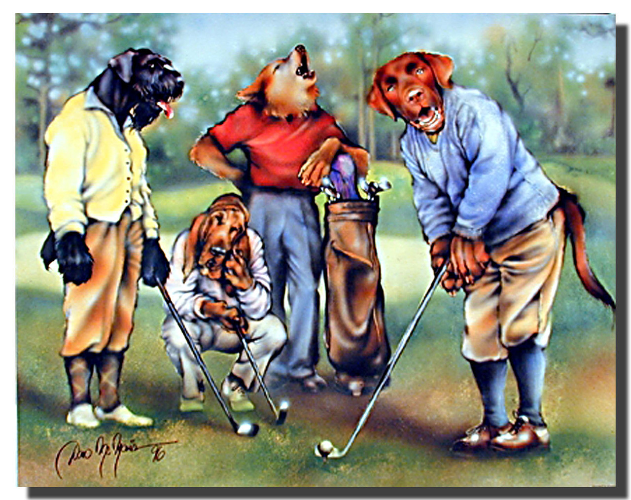 Dogs Playing Golf Poster Animal Posters