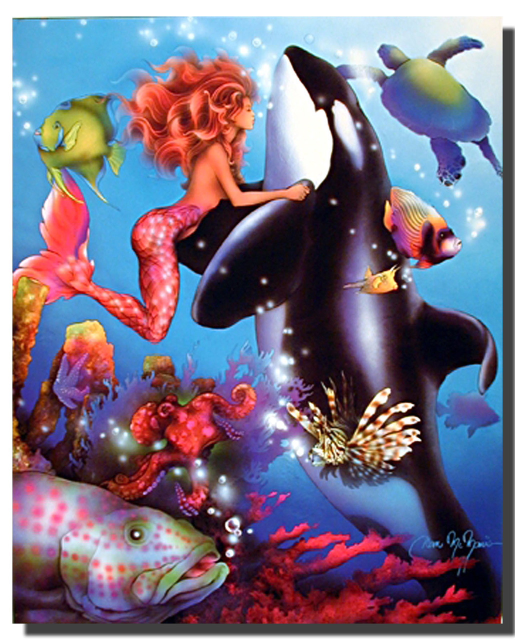 Mermaid and Orca Poster | Fantasy Posters