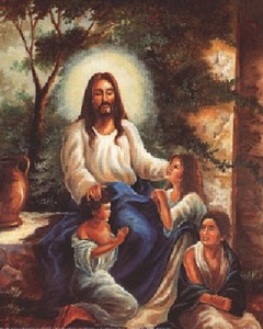 Jesus Christ with Children in the Garden Poster Jesus Christ with Children in the Garden Poster