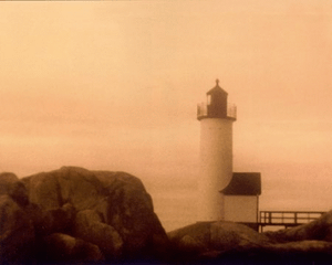 Misty Morning New England Lighthouse Landscape Wall Decor Art Print Poster (16x20)