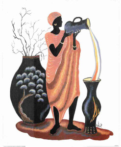 Lady With Vase Painting By Fine Art Wall Print Poster (16x20) Lady With Vase Painting By Fine Art Wall Print Poster (16x20)