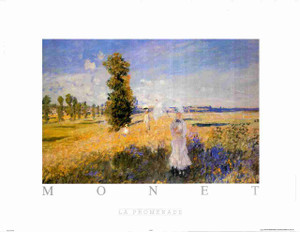 Woman With A Parasol-Madame Monet And Her Son Painting By Claude Monet Fine Art Print Poster (24x36)