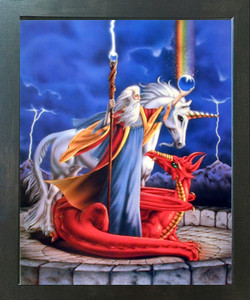 Storm Chaser Unicorn Wizard Fantasy Kids Room Wall Espresso Framed Picture Art Print (20x24) Storm Chaser Unicorn Wizard Fantasy Kids Room Wall Espresso Framed Picture Art Print (20x24)