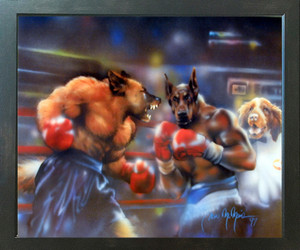 Funny Dogs Boxing Animal Wall Decor Espresso Framed Picture Art Print (20x24) Funny Dogs Boxing Animal Wall Decor Espresso Framed Picture Art Print (20x24)