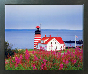 West Quoddy Head Lighthouse Seascape Wall Espresso Framed Picture Art Print (20x24) West Quoddy Head Lighthouse Seascape Wall Espresso Framed Picture Art Print (20x24)