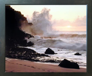 Coastal Sunset Ocean Waves Crashing on Rocky Cliffs Wall Decor Espresso Framed Picture Art Print (20x24) Coastal Sunset Ocean Waves Crashing on Rocky Cliffs Wall Decor Espresso Framed Picture Art Print (20x24)