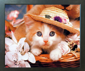 Kitten in a Hat Cute Cat Animal Kids Room Wall Decor Espresso Framed Picture Art Print (20x24) Kitten in a Hat Cute Cat Animal Kids Room Wall Decor Espresso Framed Picture Art Print (20x24)