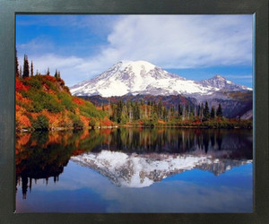 Mount Rainier Lake Reflection with Snow Mountain Scenery Landscape Wall Decor Espresso Framed Picture Art Print (20x24) Mount Rainier Lake Reflection with Snow Mountain Scenery Landscape Wall Decor Espresso Framed Picture Art Print (20x24)