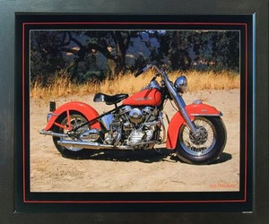 1954 Red Panhead Harley Davidson Vintage Motorcycle Bike Wall Espresso Framed Picture Art Print (20x24) 1954 Red Panhead Harley Davidson Vintage Motorcycle Bike Wall Espresso Framed Picture Art Print (20x24)
