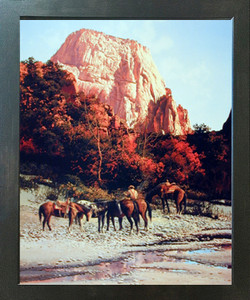 Western Cowboy Horses Mountain Wall Decor Espresso Framed Picture Art Print (20x24) Western Cowboy Horses Mountain Wall Decor Espresso Framed Picture Art Print (20x24)