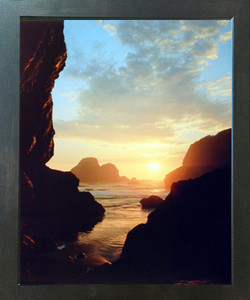 Ocean Sunset & Rocks Scenery Wall Decor Espresso Framed Picture Art Print (20x24) Ocean Sunset & Rocks Scenery Wall Decor Espresso Framed Picture Art Print (20x24)