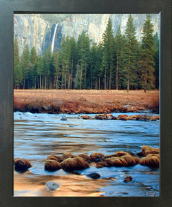 Yosemite Falls & River Trees National Park Landscape Scenery Wall Decor Espresso Framed Picture Art Print (20x24) Yosemite Falls & River Trees National Park Landscape Scenery Wall Decor Espresso Framed Picture Art Print (20x24)