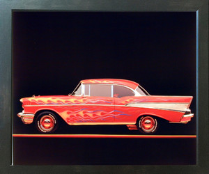 Classic Chevy Bel Air 1957 Vintage Car Wall Decor Espresso Framed Picture Art Print (20x24)
