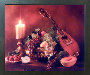 Mandolin Music Instrument & Fruits Still Life Wall Decor Espresso Framed Picture Art Print (20x24) Mandolin Music Instrument & Fruits Still Life Wall Decor Espresso Framed Picture Art Print (20x24)