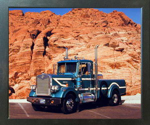 1995 Manse Semi Classic-Teal Diesel Truck Wall Poster (Espresso Framed Picture Art Print - 20x24) 1995 Manse Semi Classic-Teal Diesel Truck Wall Poster (Espresso Framed Picture Art Print - 20x24)