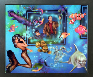 Lady Mermaid in Aquarium with Ocean Fish Fantasy Espresso Framed Picture Art Print (20x24) Lady Mermaid in Aquarium with Ocean Fish Fantasy Espresso Framed Picture Art Print (20x24)
