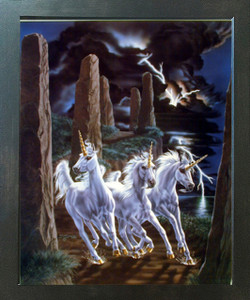 Mythical Unicorn Horses Approaching Thunder Sue Dawe Espresso Framed Picture Art Print (20x24) Mythical Unicorn Horses Approaching Thunder Sue Dawe Espresso Framed Picture Art Print (20x24)