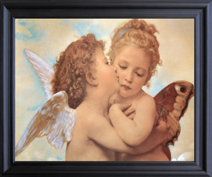  The First Kiss Wall Decor  Black Framed Art Print Poster  (19x23)