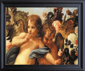 Cherubini Little Angels of Sistine Madonna Raphael Wall Decor Black Framed Art Print Poster (19x23)