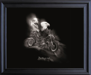 Black and White Motorcycle ??Fly Like an Eagle? Wall Decor Black Framed Art Print Poster (19x23) Black and White Motorcycle ??Fly Like an Eagle? Wall Decor Black Framed Art Print Poster (19x23)