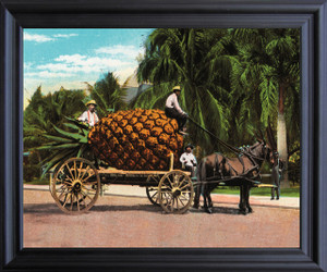 Pineapple Fruit Cart and Trees Wall Decor Black Framed Art Print Poster (19x23) ?? Pineapple Fruit Cart and Trees Wall Decor Black Framed Art Print Poster (19x23) ??