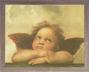 Raphael Right Cherub Little Angel Of Sistine Madonna Wall Decor Barnwood Framed Art Print Poster (19x23) Raphael Right Cherub Little Angel Of Sistine Madonna Wall Decor Barnwood Framed Art Print Poster (19x23)
