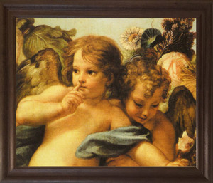 Cherubini Little Angels of Sistine Madonna Raphael Wall Decor Brown Rust Framed Art Print Poster (19x23)