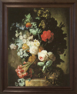 Pitcher Of Colorful Flowers Floral Still life Wall Decor Brown Rust Framed  Art Print Poster  (19x23)