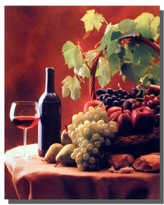 Kitchen Poster-Wine and Fruits