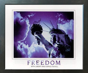 Freedom with Liberty and Justice for All Inspirational  Espresso Framed Art Print Poster (18x24)
