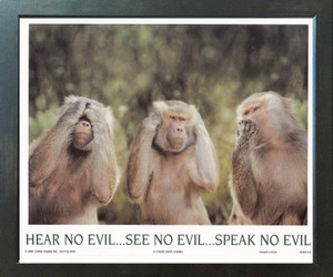 Monkeys Hear No Evil See No Evil Speak No Evil Espresso Framed Art Print Poster (18x24) Monkeys Hear No Evil See No Evil Speak No Evil Espresso Framed Art Print Poster (18x24)