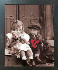 Sunday Best Cute Kids with Tady Retro Wall Decor Espresso Framed Art Print Poster (18x24)