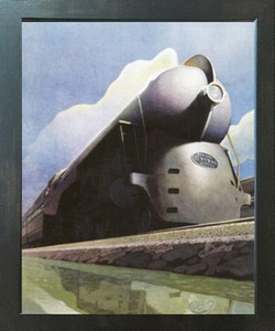 Vintage New York Central Locomotive Train Wall Decor Espresso Framed Art Print Poster (18x24)