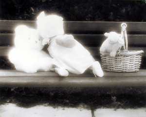 Doll Kissing Cute Teddy Bear Kids Room Wall Decor Art Print Poster (16x20)